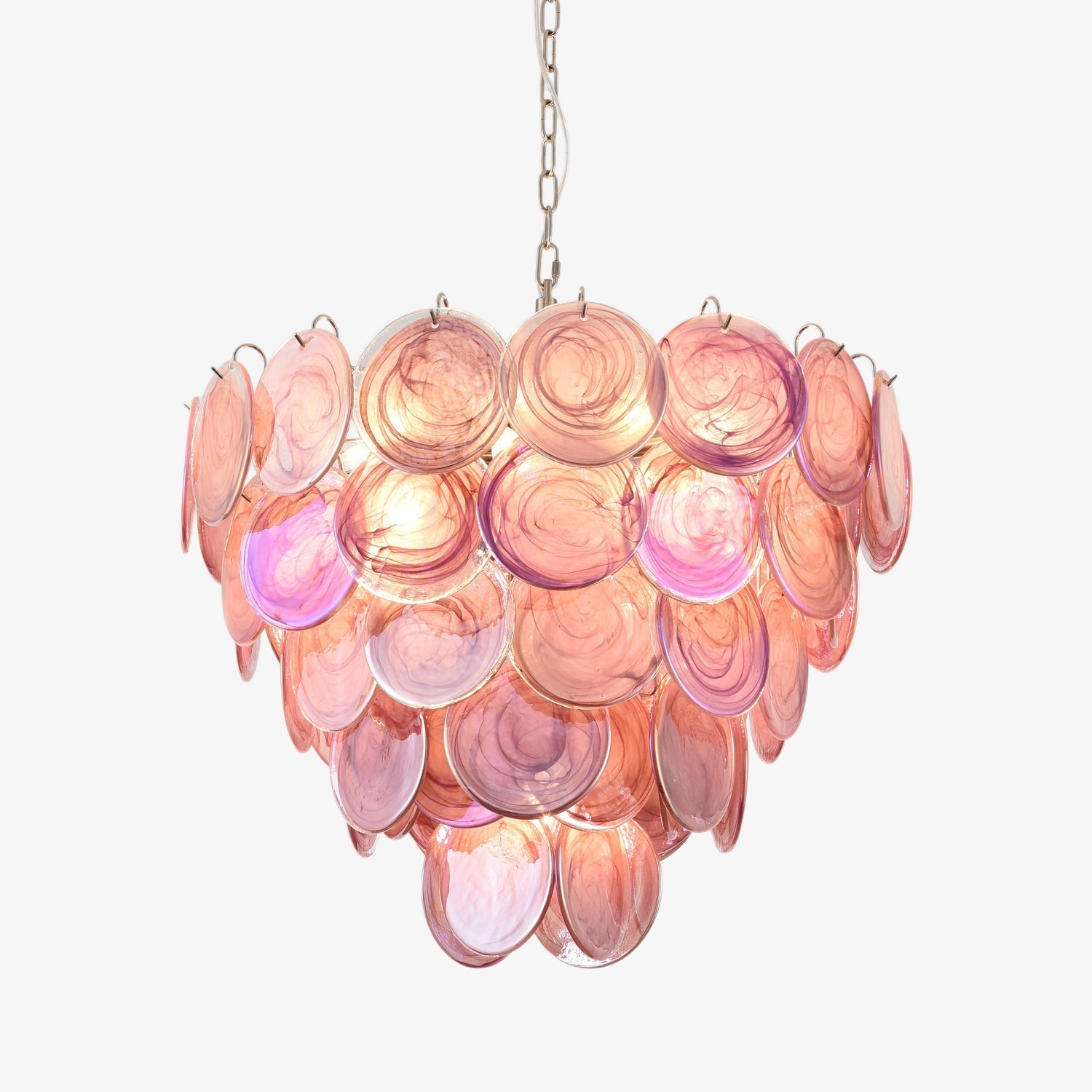 Aurora Chandelier Pink Murano Disc Layered - Neutral Decor