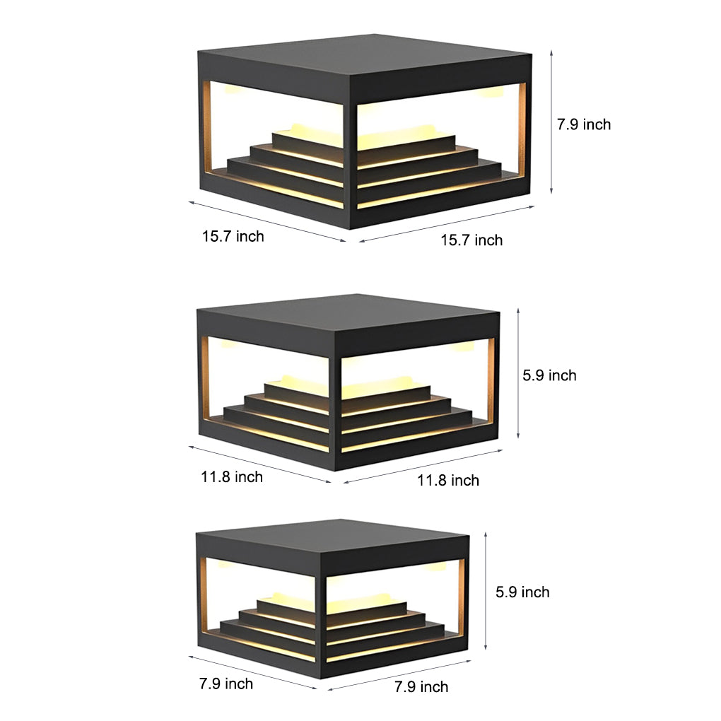 Wane Square Creative LED Steel Outdoor Post Caps Lights