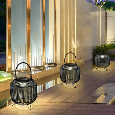 Jasmin Portable LED Retro Rattan Powered Outdoor Light