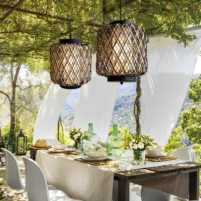 Orvee Rustic Modern Rattan Outdoor Pendants Lights