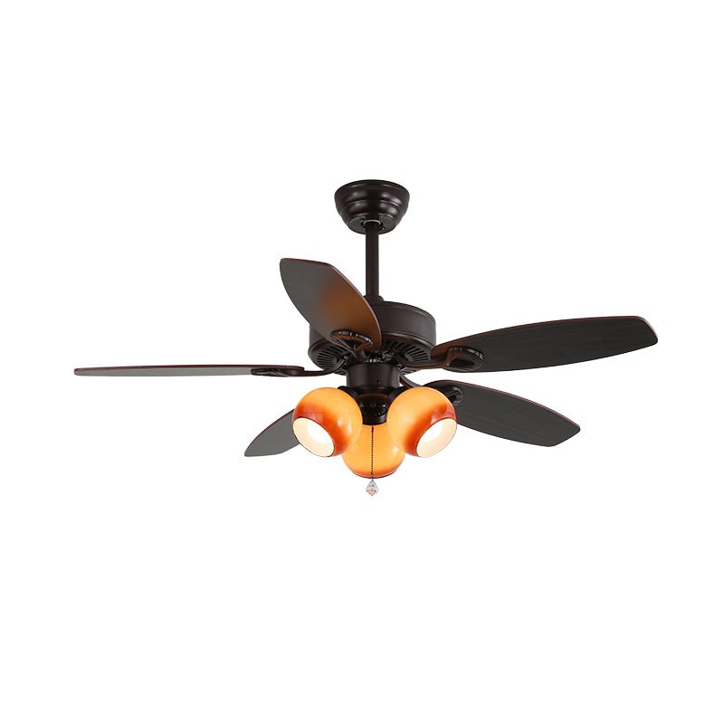 Elvael Classic Wood Glass Ceiling Fan Light
