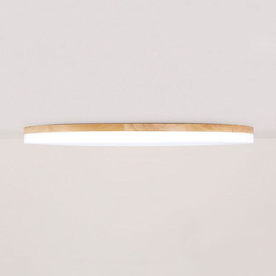 Muto Minimalist Wood Round Flush Mount Ceiling Light Bedroom - Neutral Decor