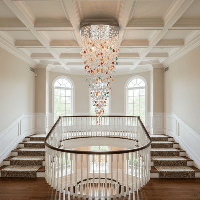 Polychrome Mineral Quartz Cascade Chandelier