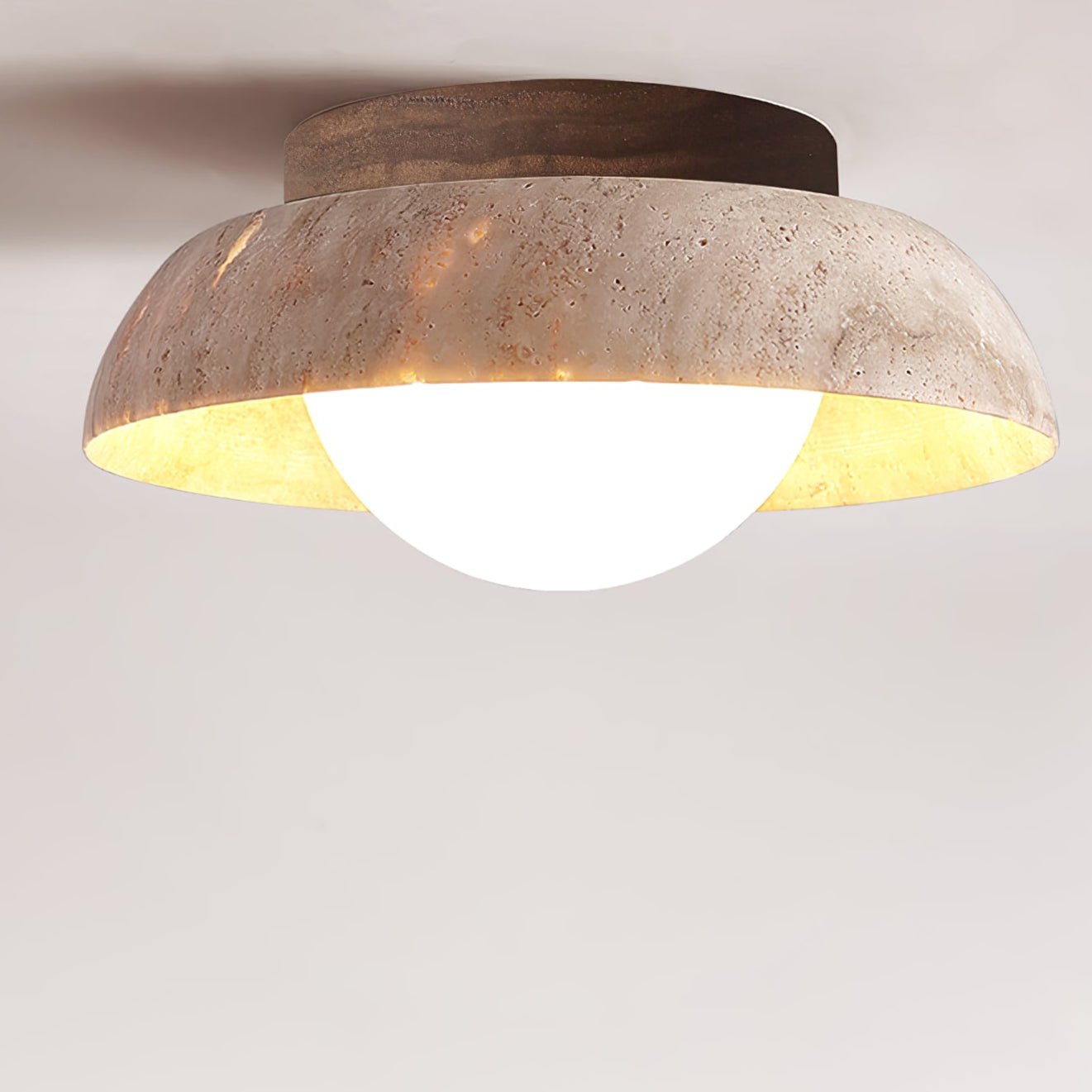 Anya Disc-Dome Travertine Ceiling Light