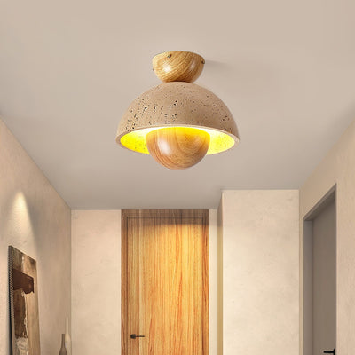 Tavivel Travertine Wood Ceiling Light