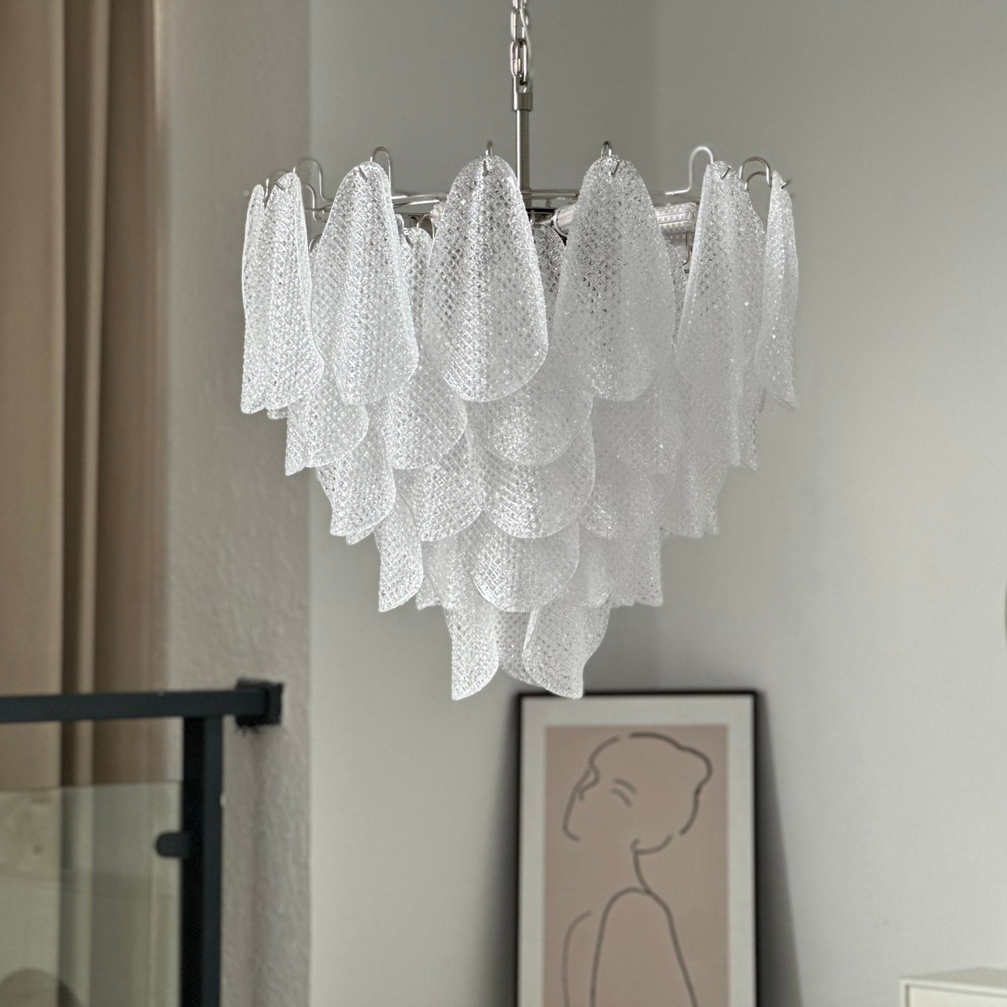 Prelit Glass Teardrop Chandelier
