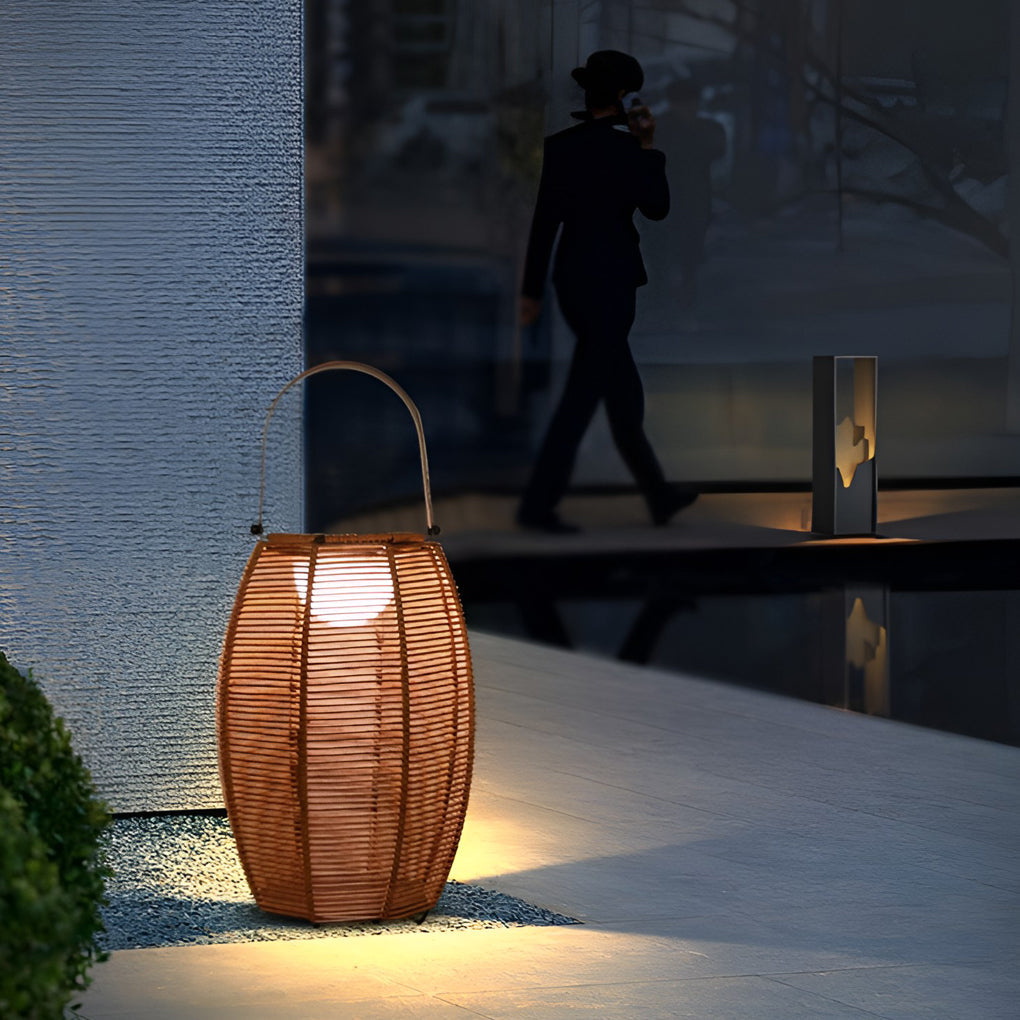 Thora LED Portable Modern Rattan Outdoor Floor Lamp
