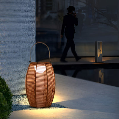 Thora LED Portable Modern Rattan Outdoor Floor Lamp