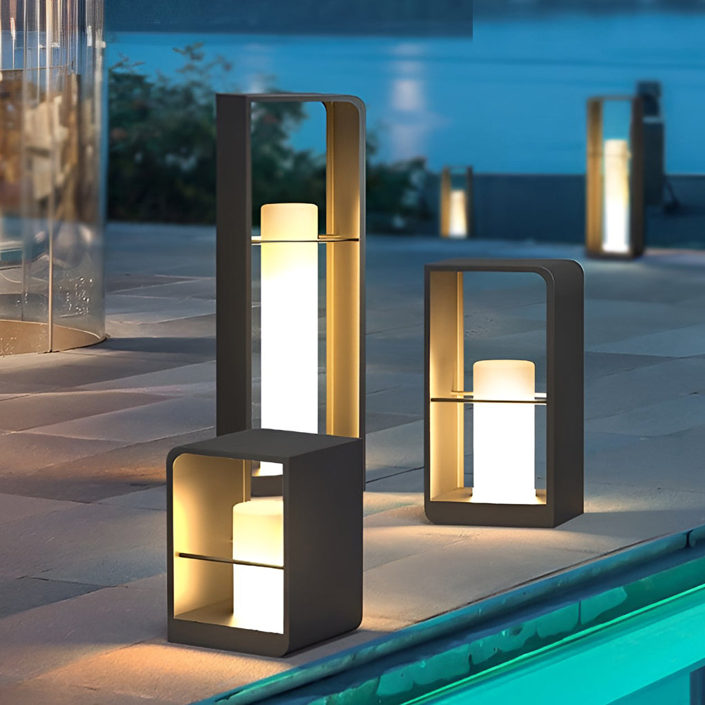 Gladys Rectangular Frame Modern Metal Outdoor Lights