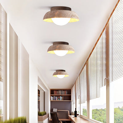 Anya Disc-Dome Travertine Ceiling Light