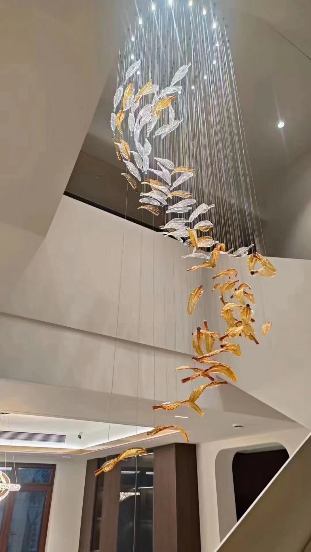 Aetherial Glass Leaf Chandelier