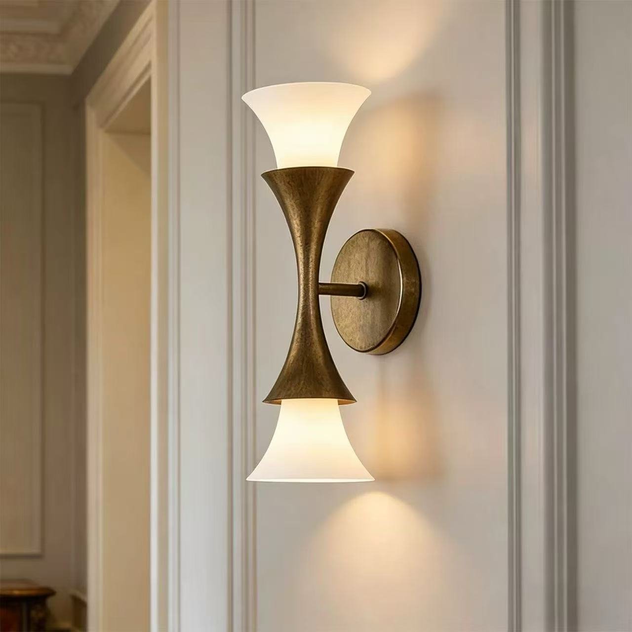 Solalette Brass Double Cone Wall Sconce