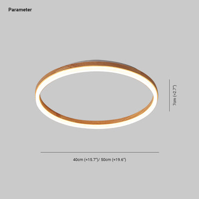 Muto Round Modern Flush Mount Ceiling Light Wood Bedroom - Neutral Decor