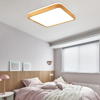 Muto Nordic Acrylic/Wood Flush Mount Ceiling Light Wood - Neutral Decor