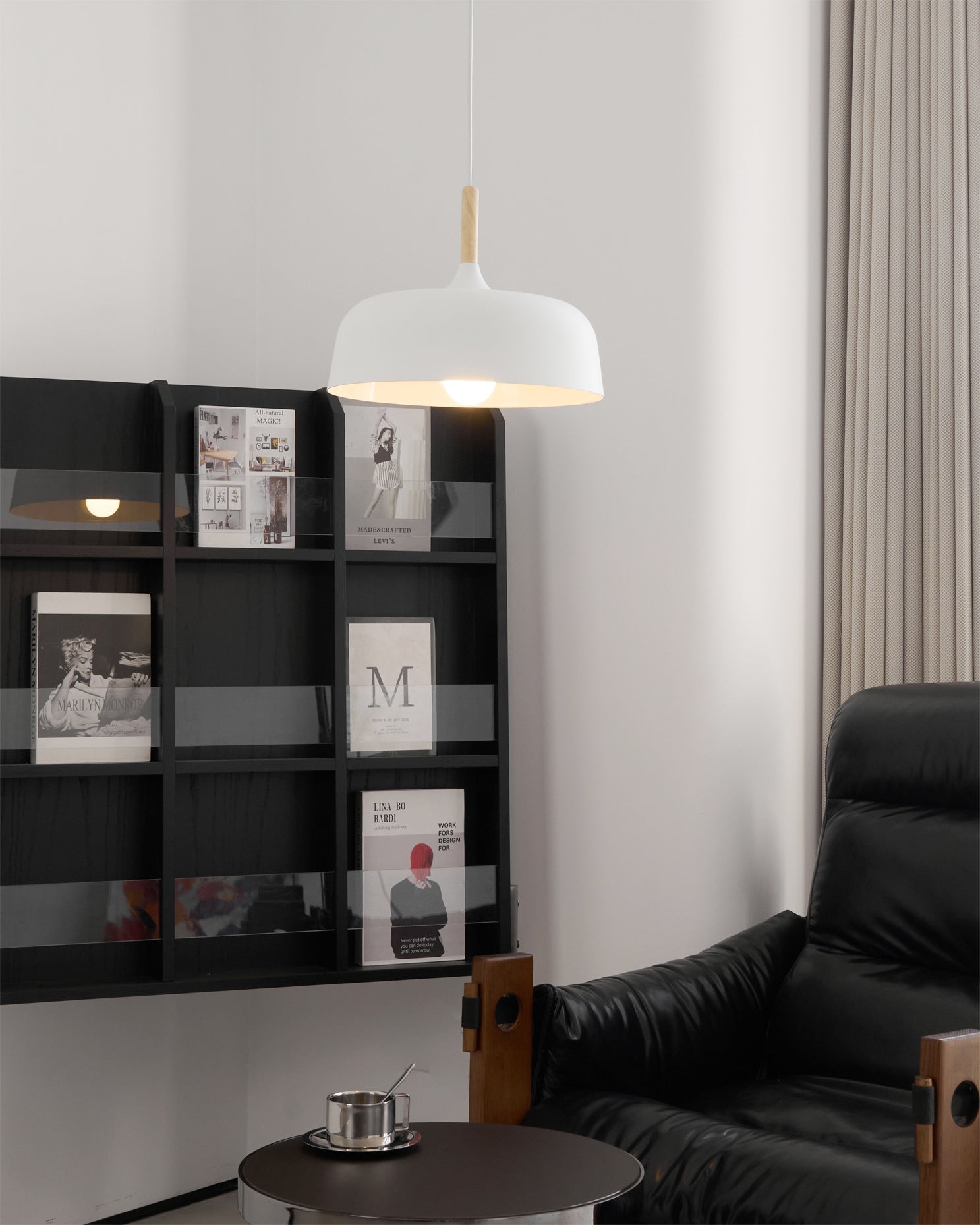 Sylivenne Pendant Lamp White Shade Wood