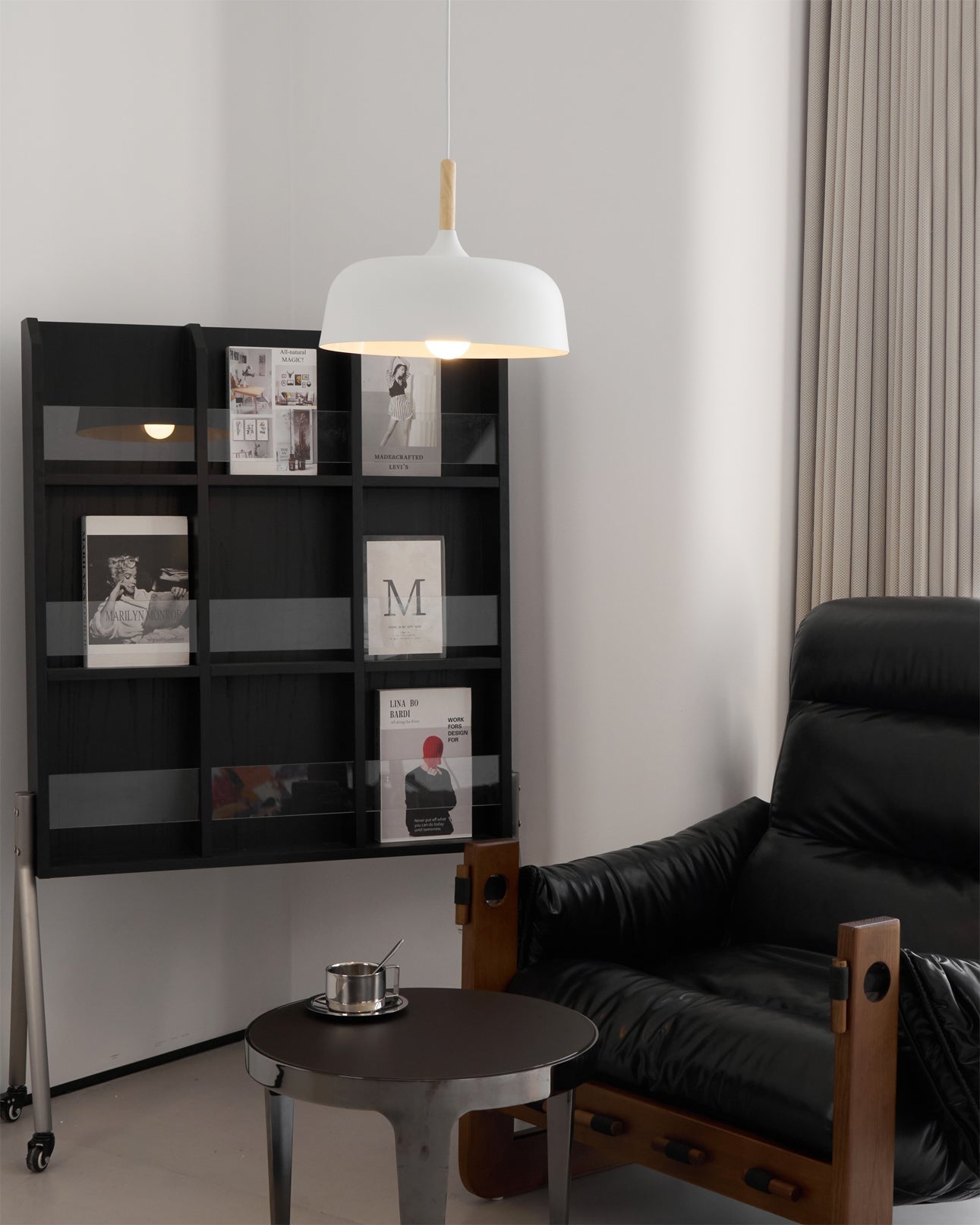 Sylivenne Pendant Lamp White Shade Wood