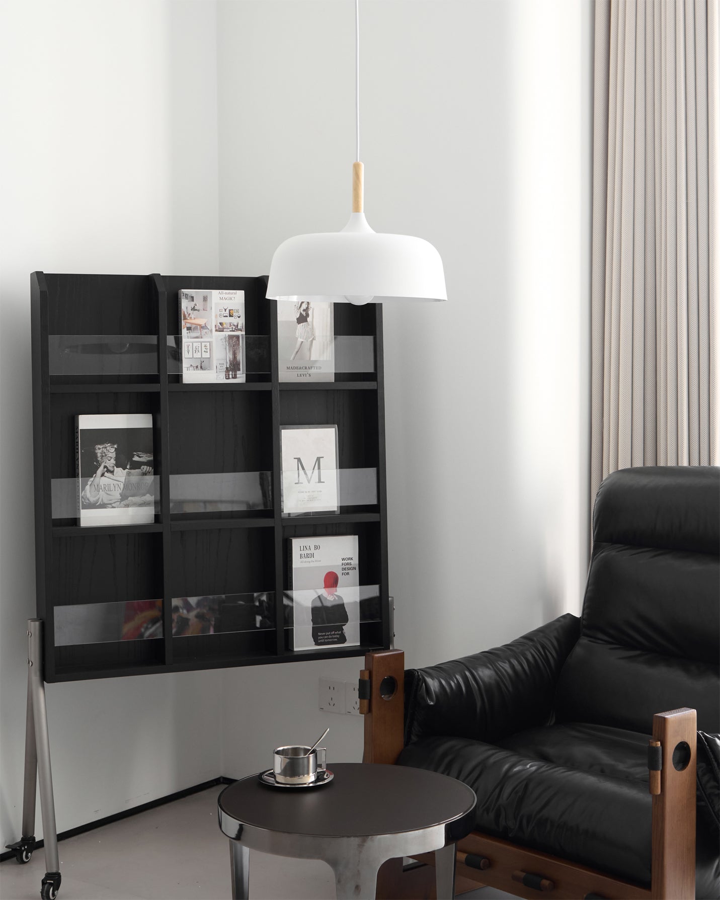 Sylivenne Pendant Lamp White Shade Wood