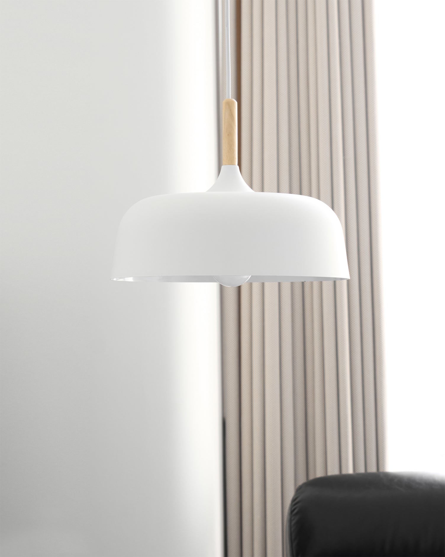 Sylivenne Pendant Lamp White Shade Wood