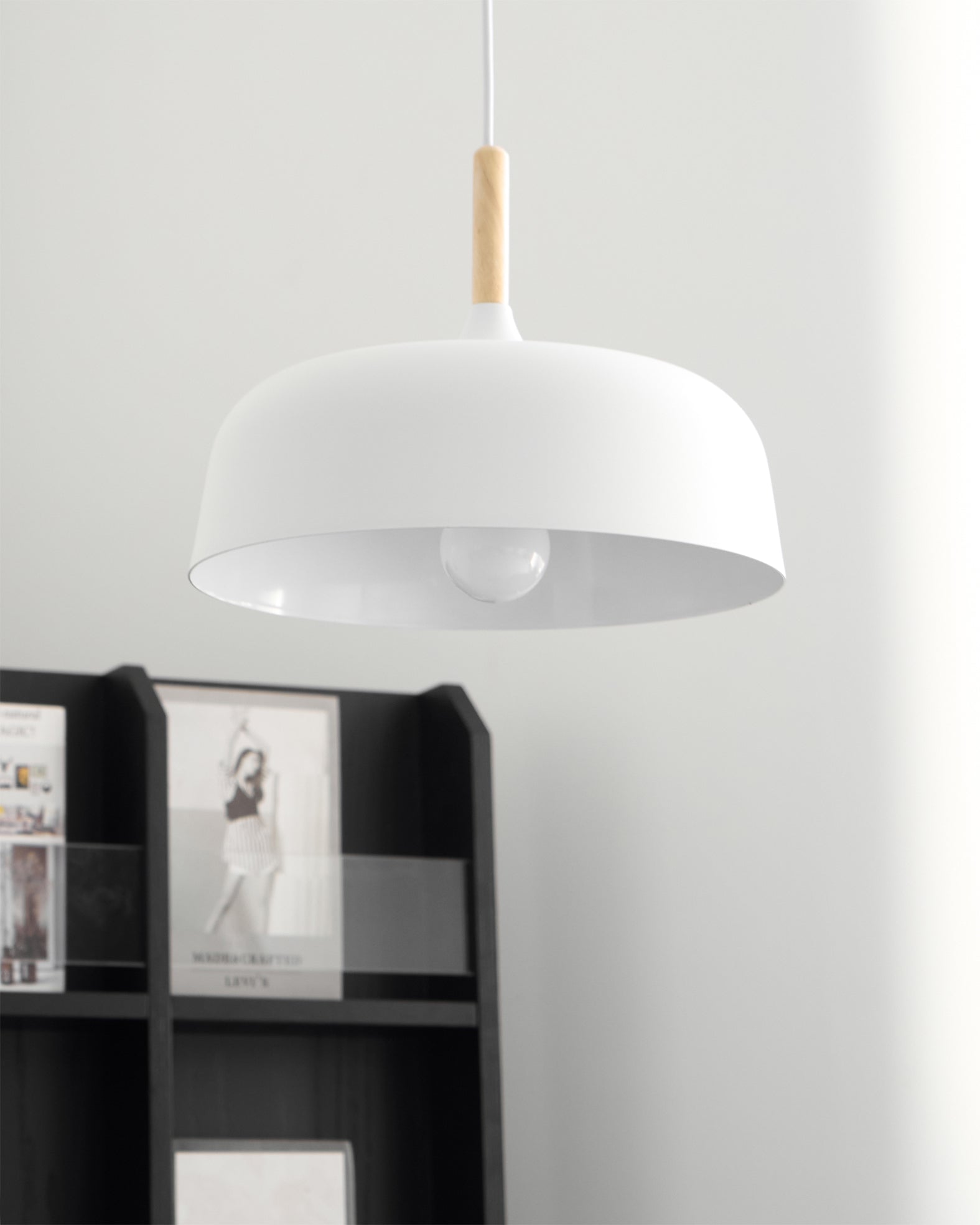 Sylivenne Pendant Lamp White Shade Wood