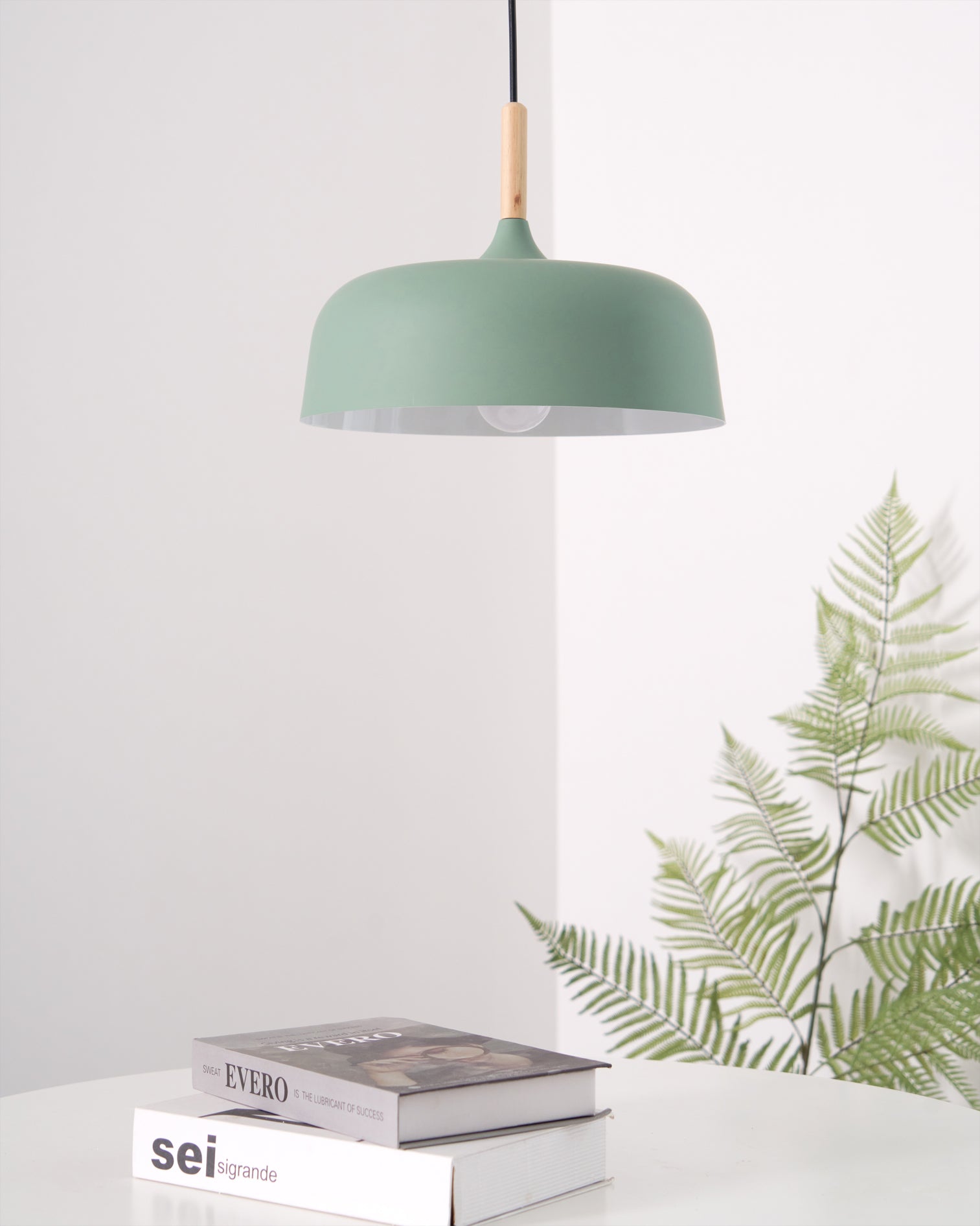Sylivenne Pendant Lamp White Shade Wood