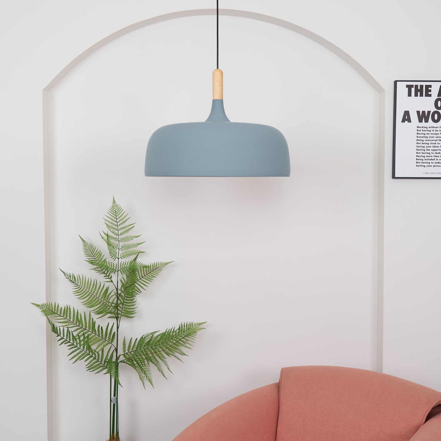 Sylivenne Pendant Lamp White Shade Wood