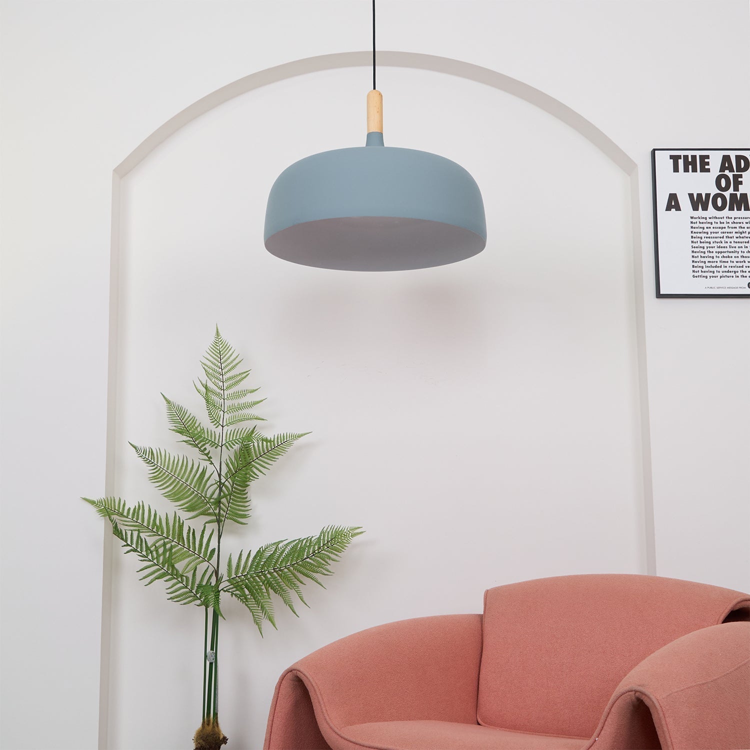Sylivenne Pendant Lamp White Shade Wood