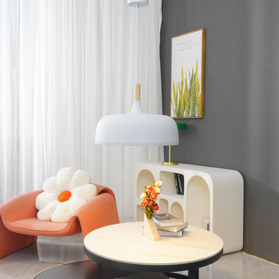Sylivenne Pendant Lamp White Shade Wood