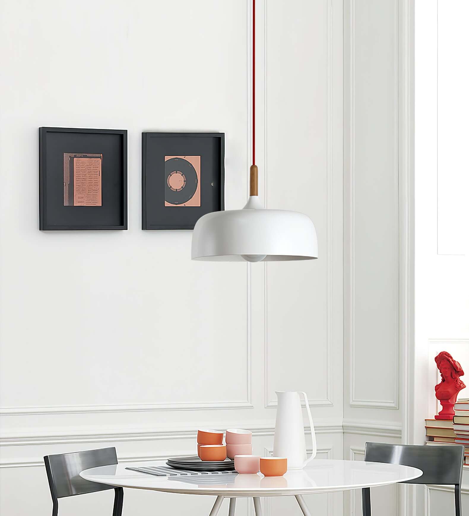 Sylivenne Pendant Lamp White Shade Wood