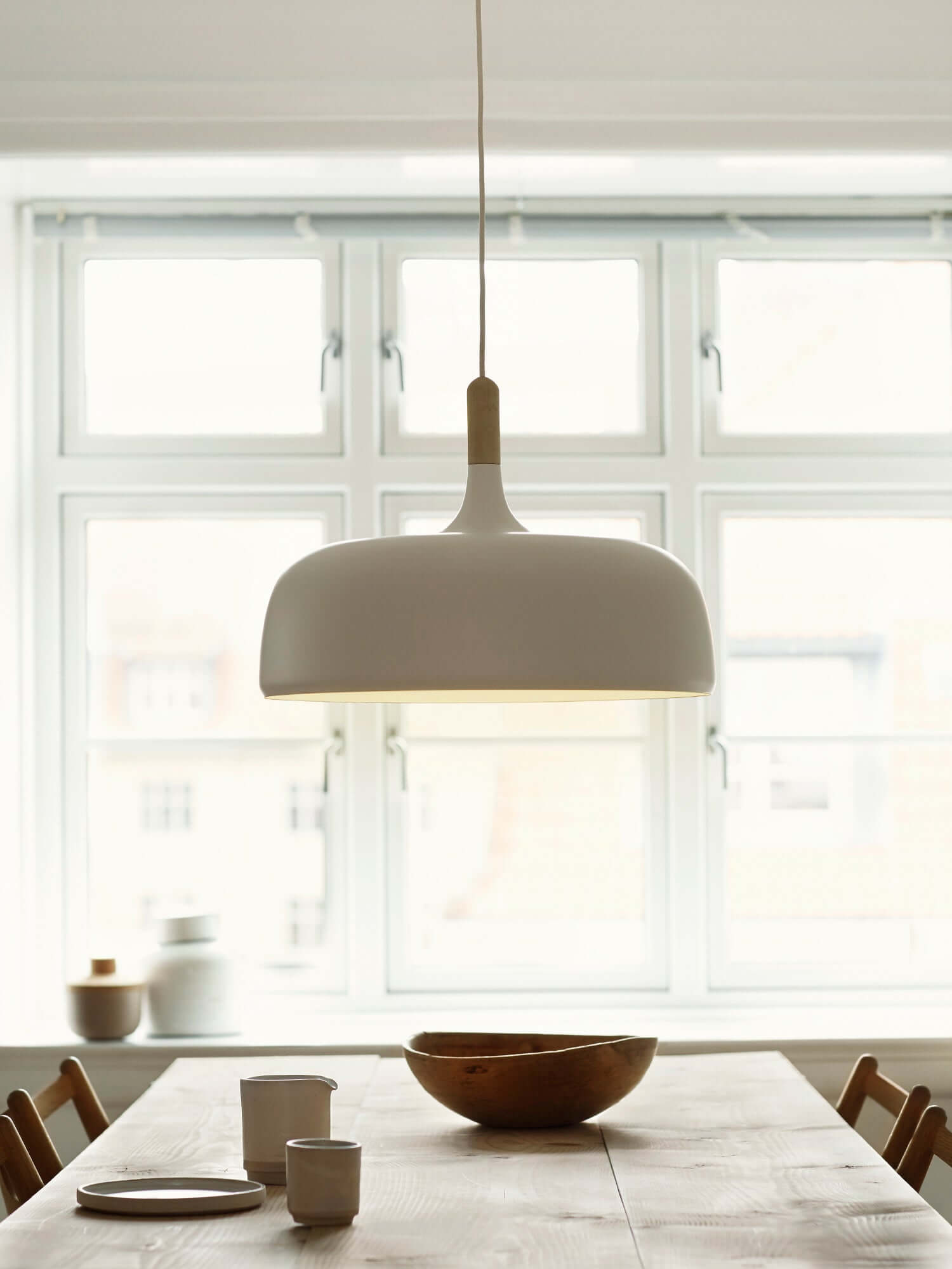 Sylivenne Pendant Lamp White Shade Wood