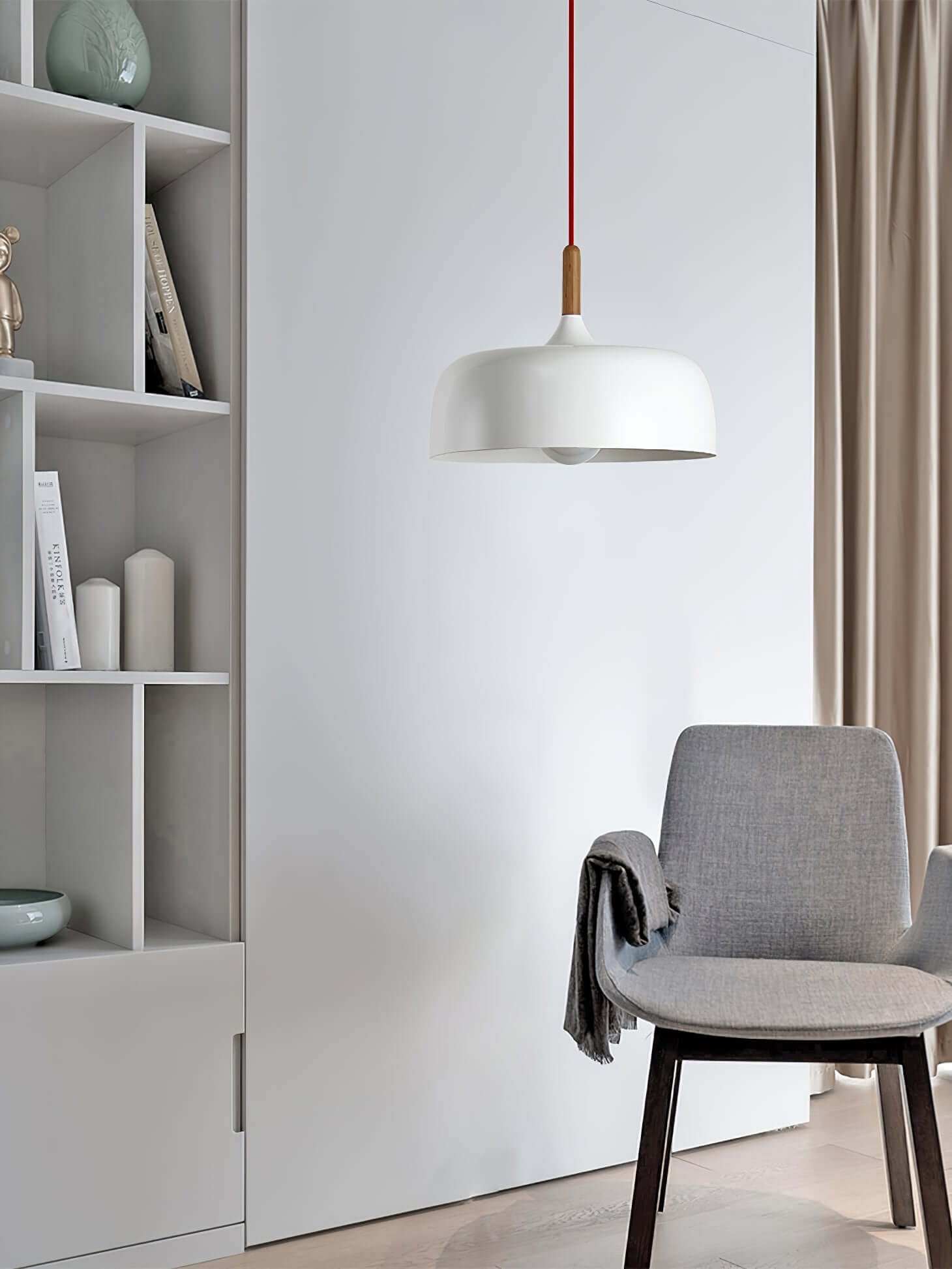 Sylivenne Pendant Lamp White Shade Wood