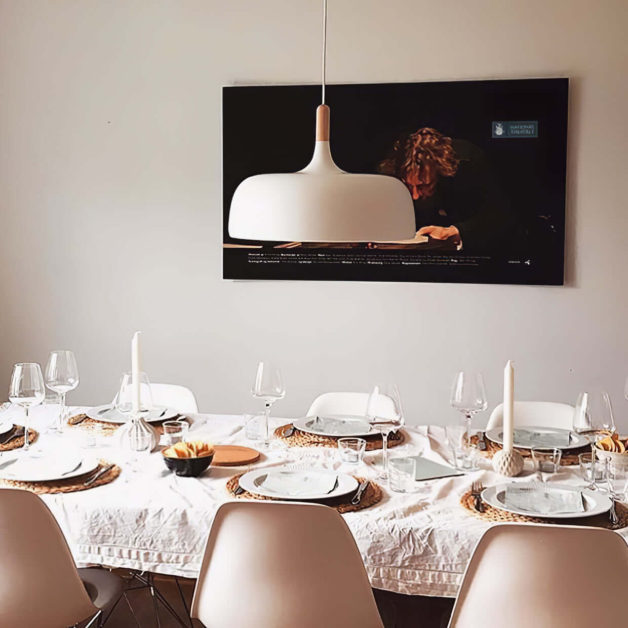 Sylivenne Pendant Lamp White Shade Wood