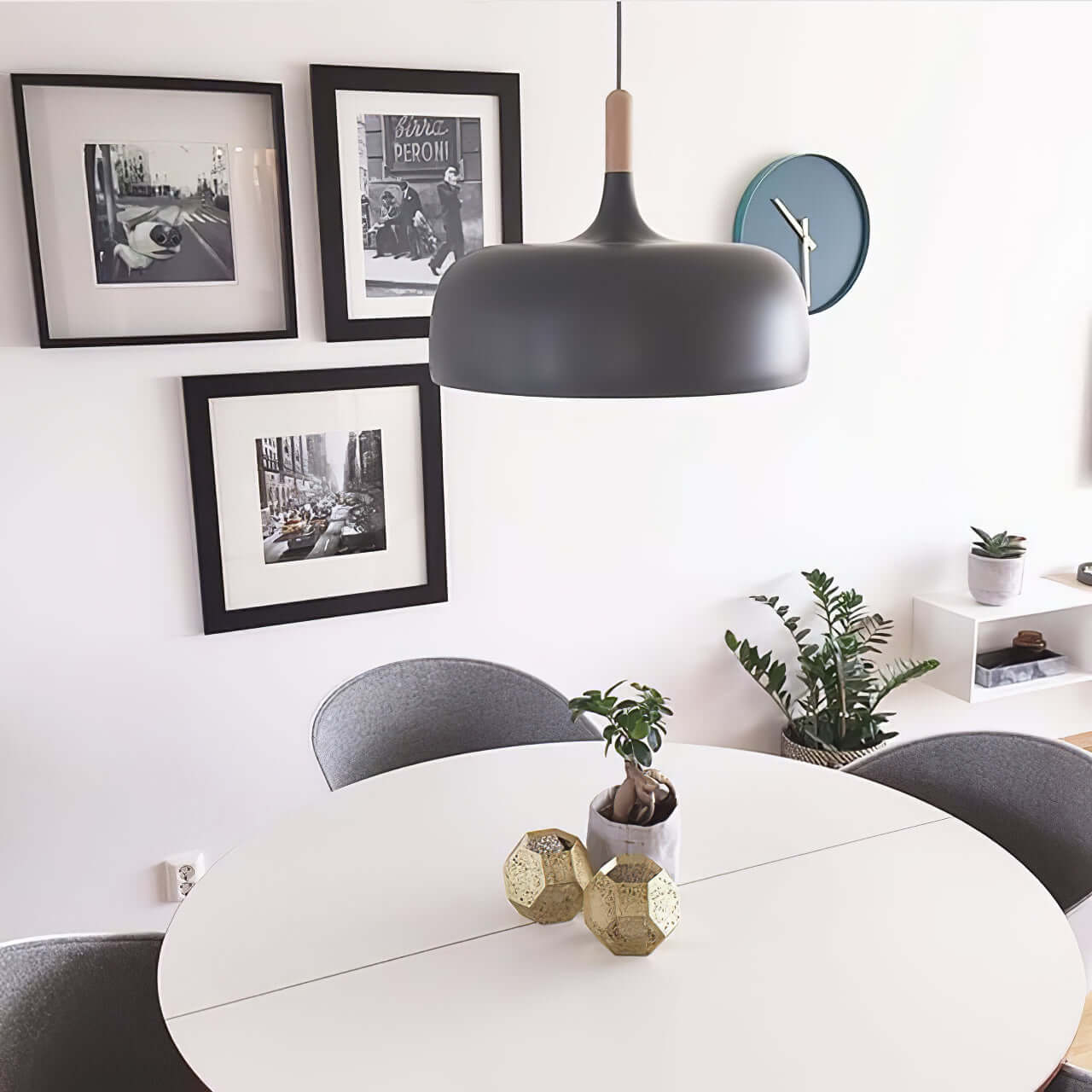 Sylivenne Pendant Lamp White Shade Wood
