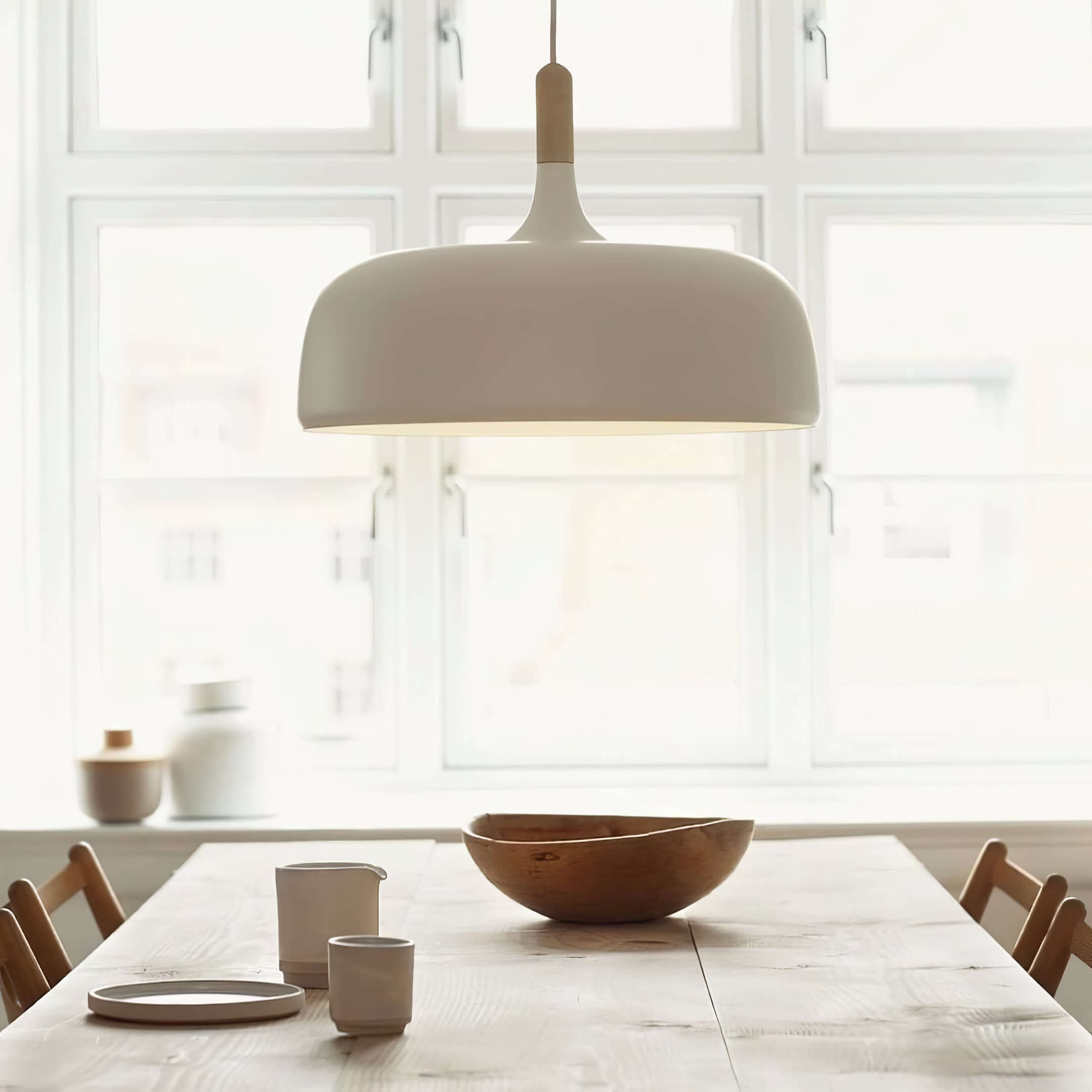 Sylivenne Pendant Lamp White Shade Wood