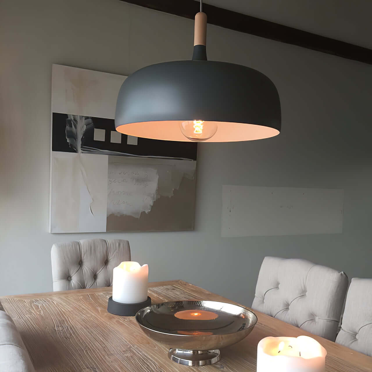 Sylivenne Pendant Lamp White Shade Wood