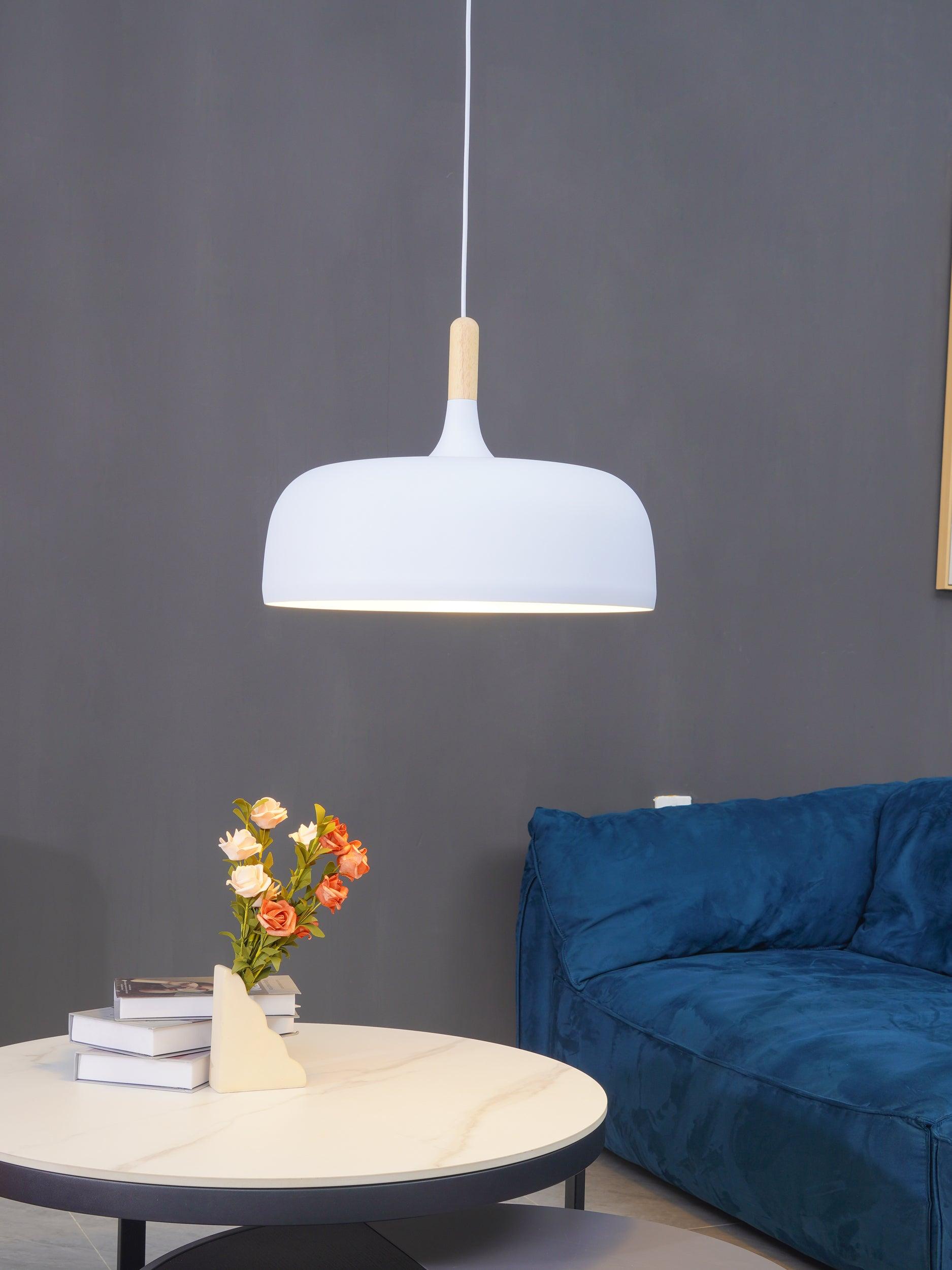 Sylivenne Pendant Lamp White Shade Wood