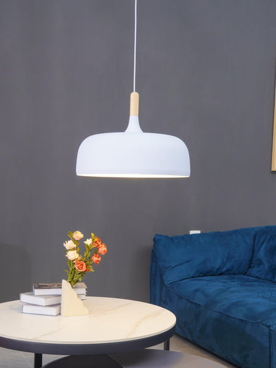Sylivenne Pendant Lamp White Shade Wood