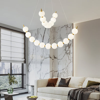 Cetalan Elegance Art Pearls Plastic Chandelier - Neutral Decor
