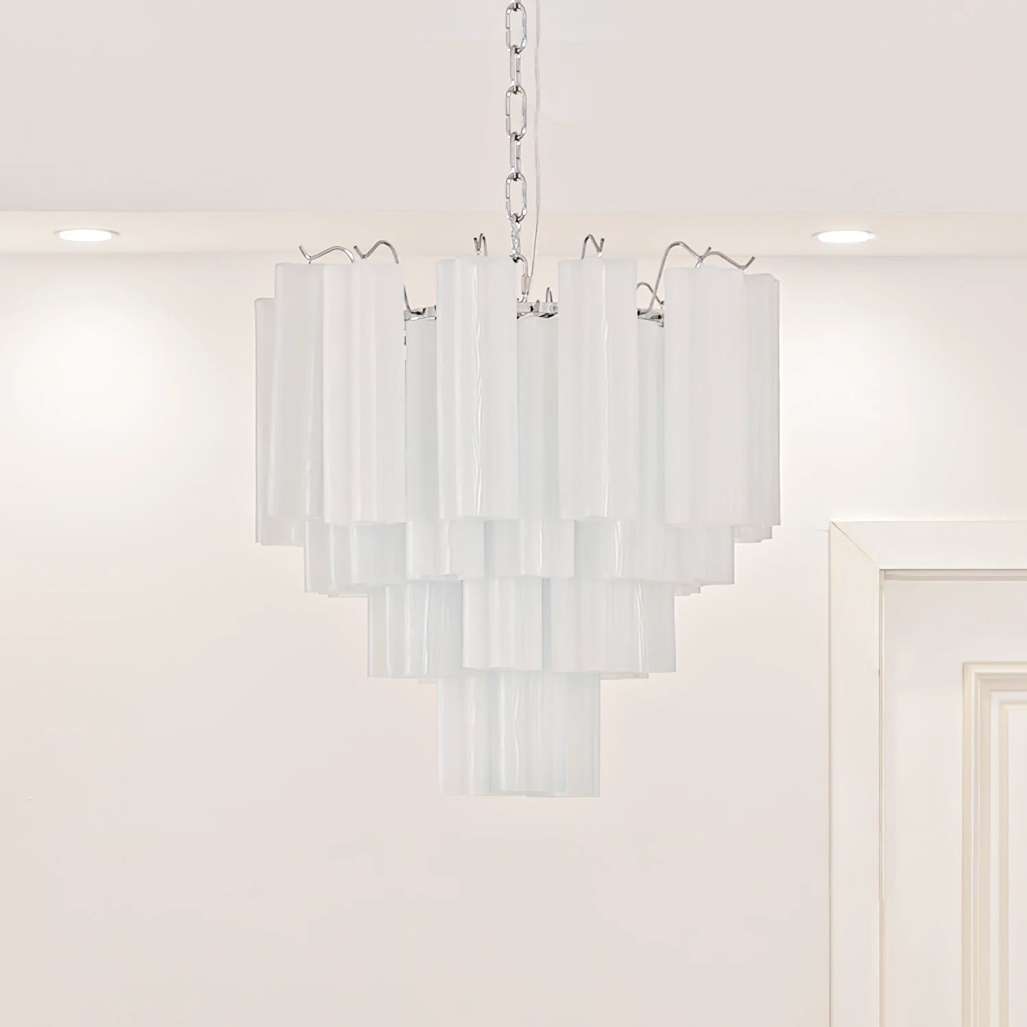 Bryndel Chandelier White Layered Tube