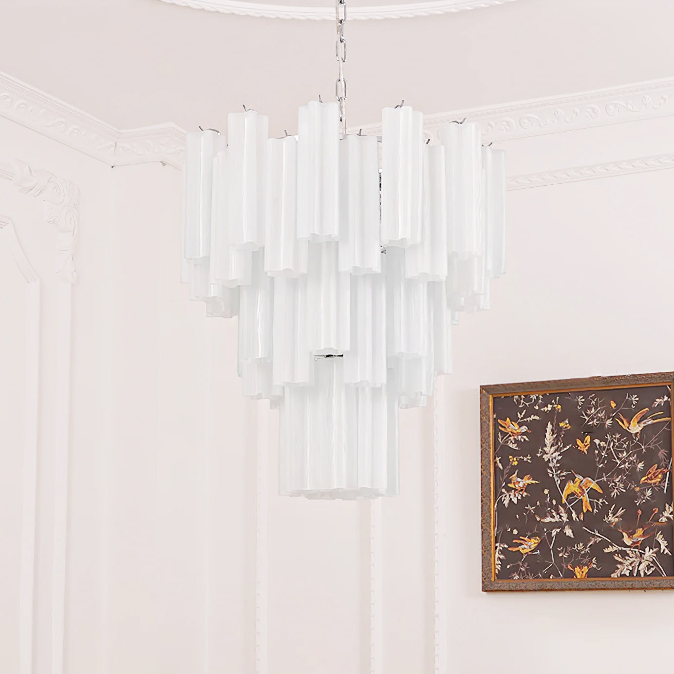 Bryndel Chandelier White Layered Tube