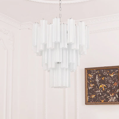 Bryndel Chandelier White Layered Tube