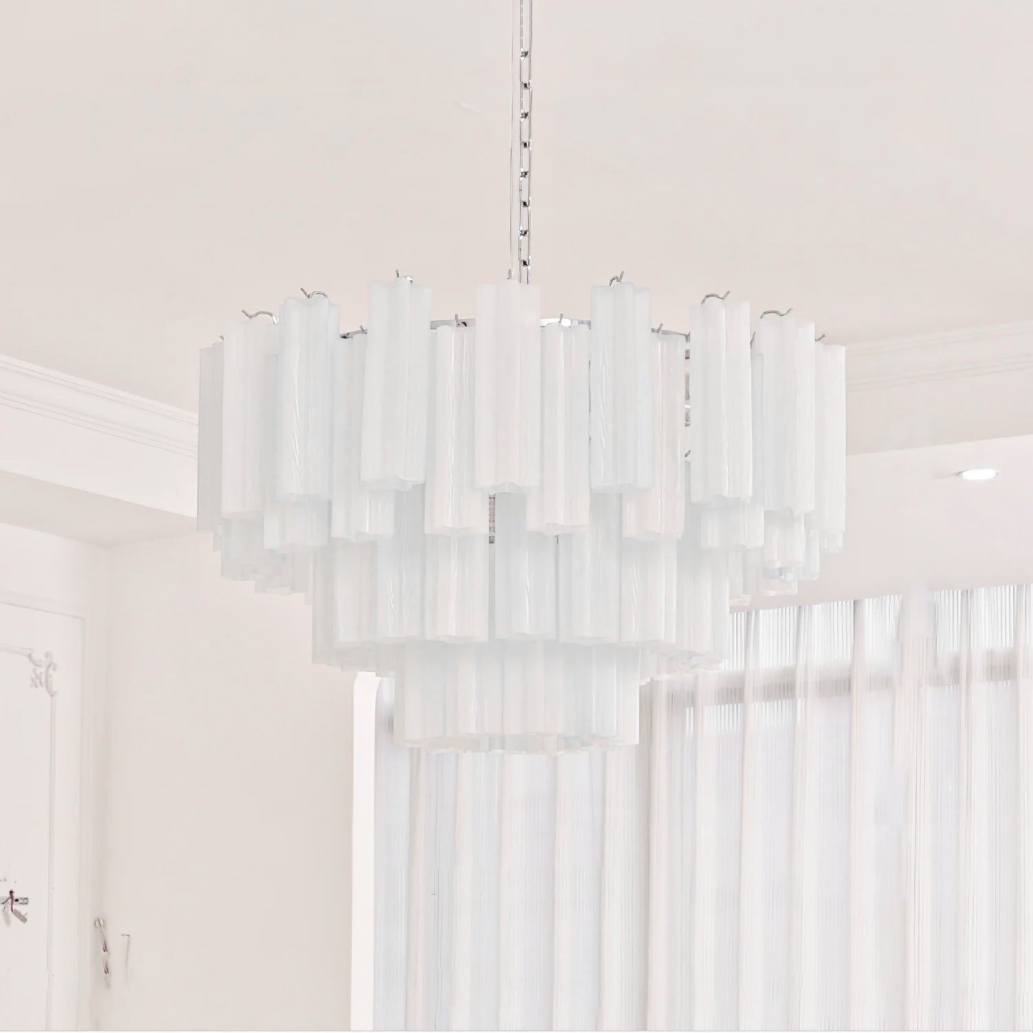 Bryndel Chandelier White Layered Tube