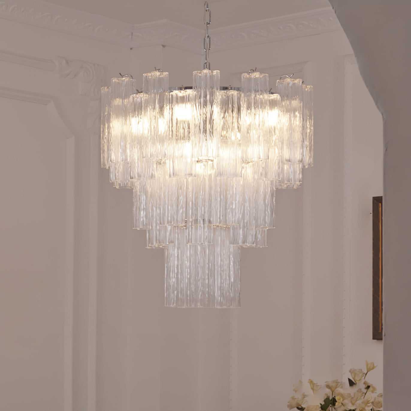 Bryndel Chandelier White Layered Tube