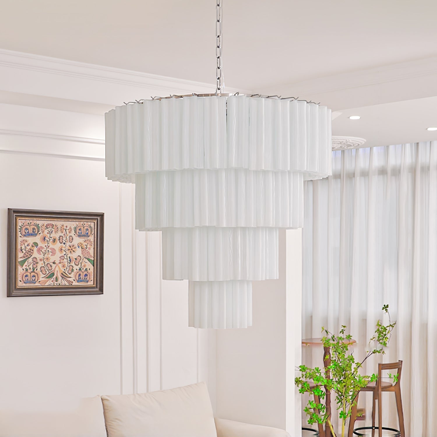 Bryndel Chandelier White Layered Tube
