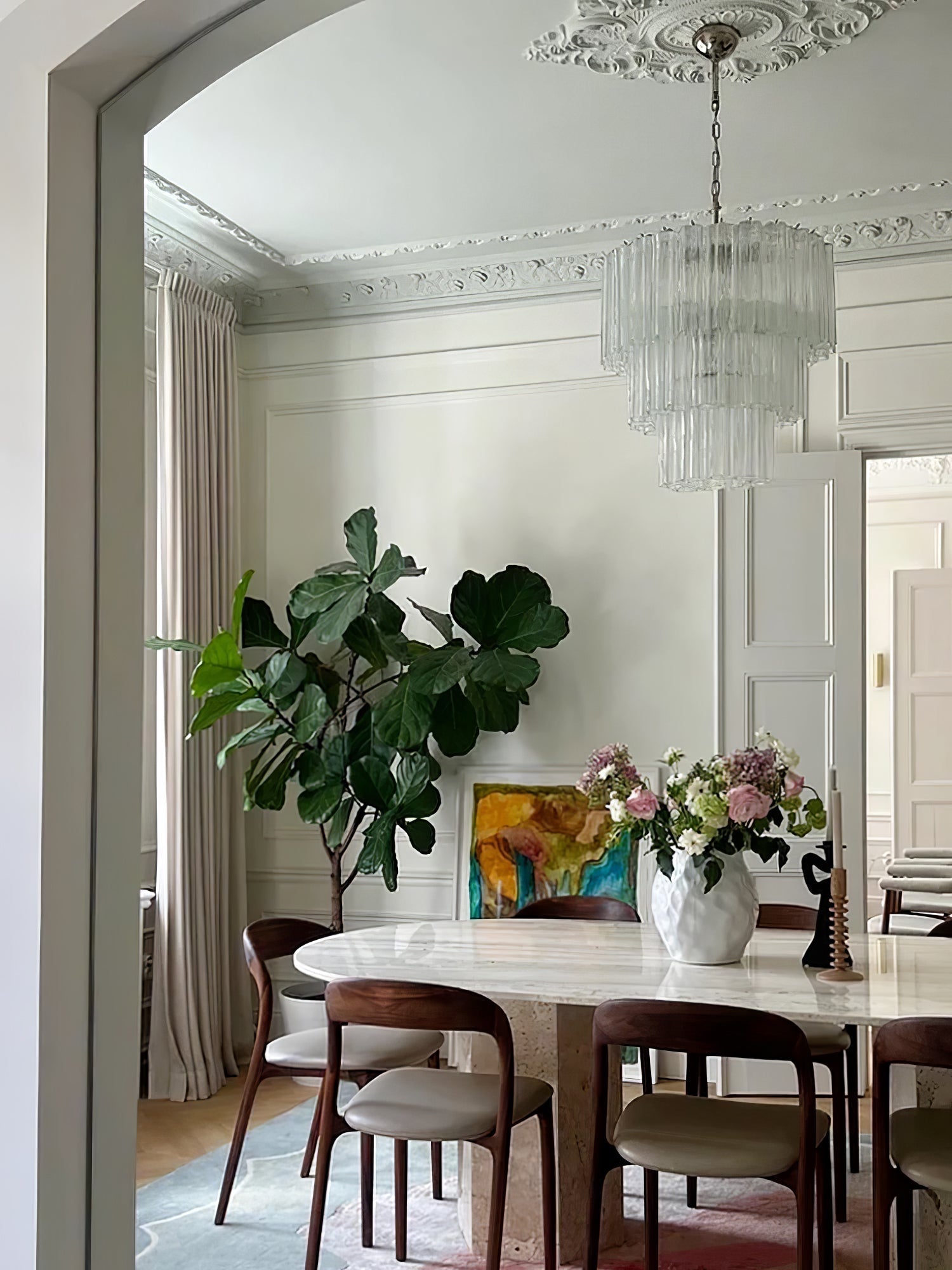 Bryndel Chandelier White Layered Tube
