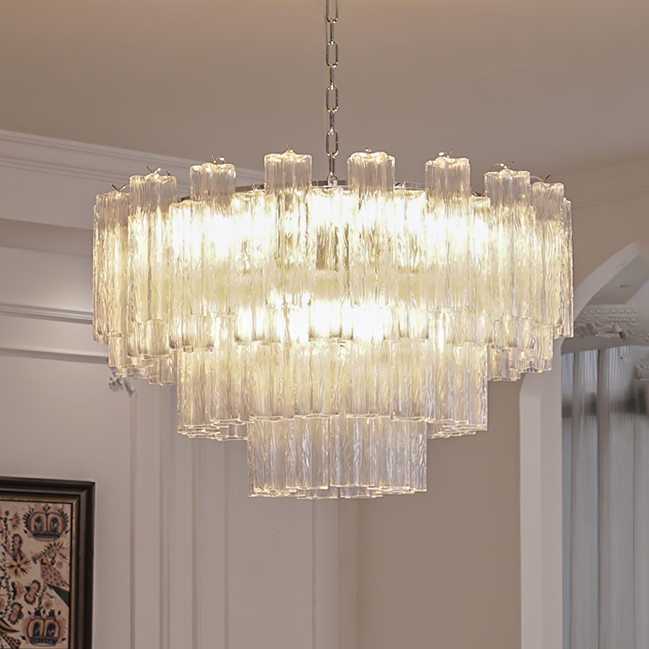 Bryndel Chandelier White Layered Tube