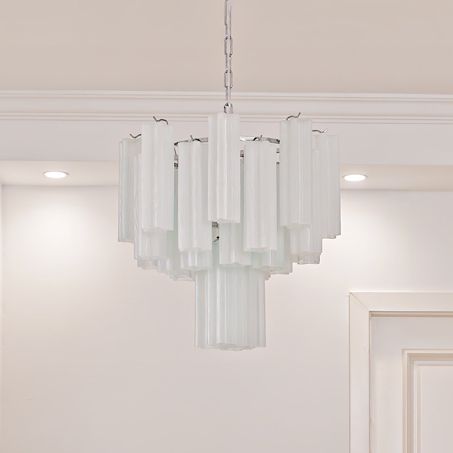 Bryndel Chandelier White Layered Tube