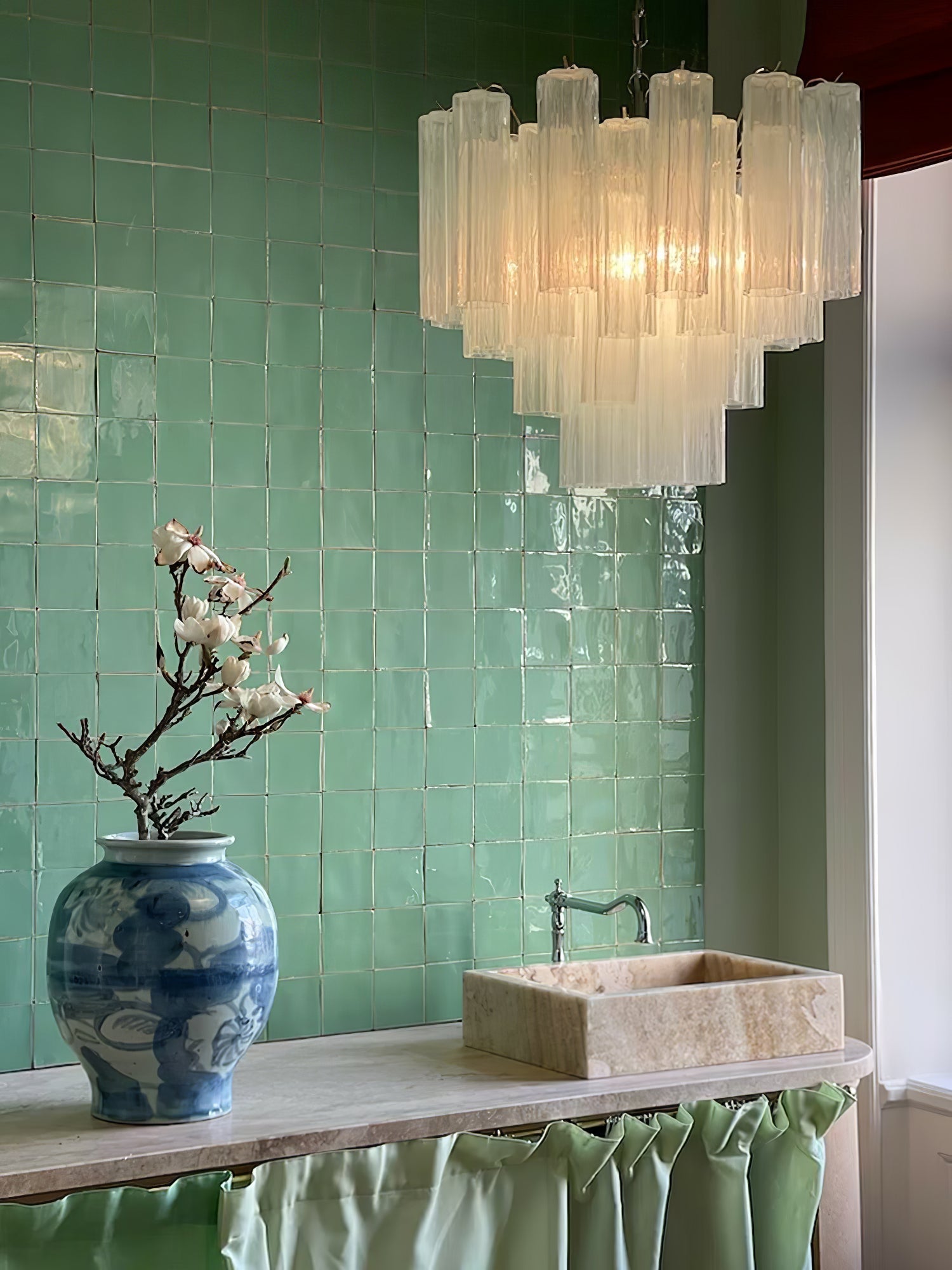 Bryndel Chandelier White Layered Tube