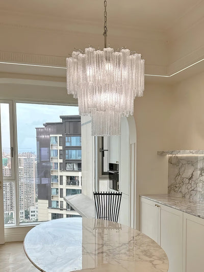 Bryndel Chandelier White Layered Tube