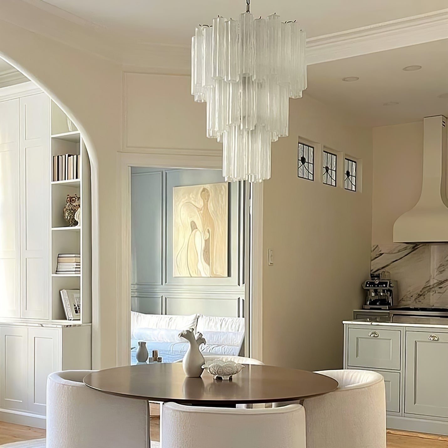 Bryndel Chandelier White Layered Tube