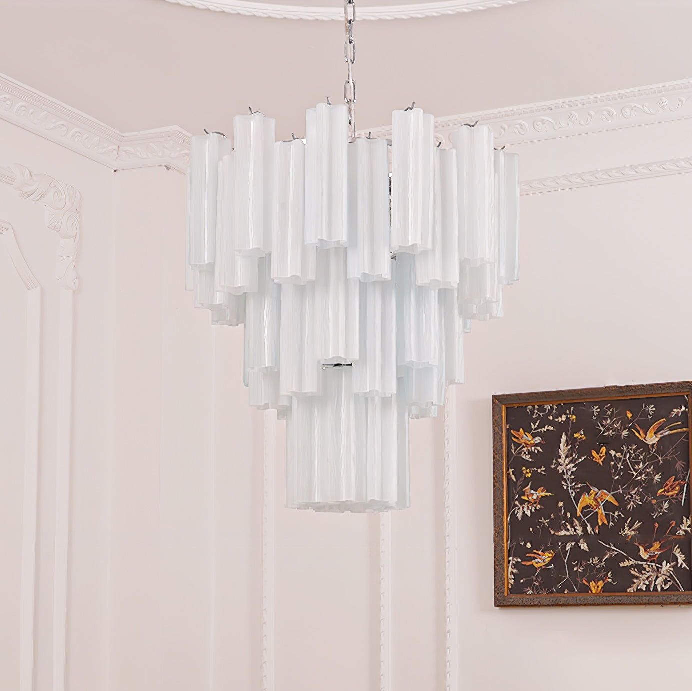 Bryndel Chandelier White Layered Tube